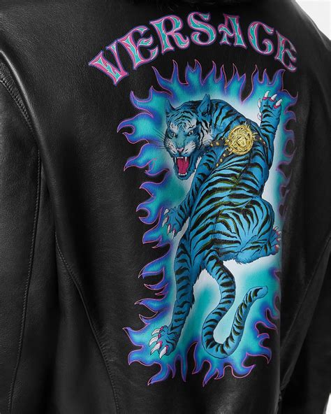 bootleg versace jacket|Versace black leather jacket.